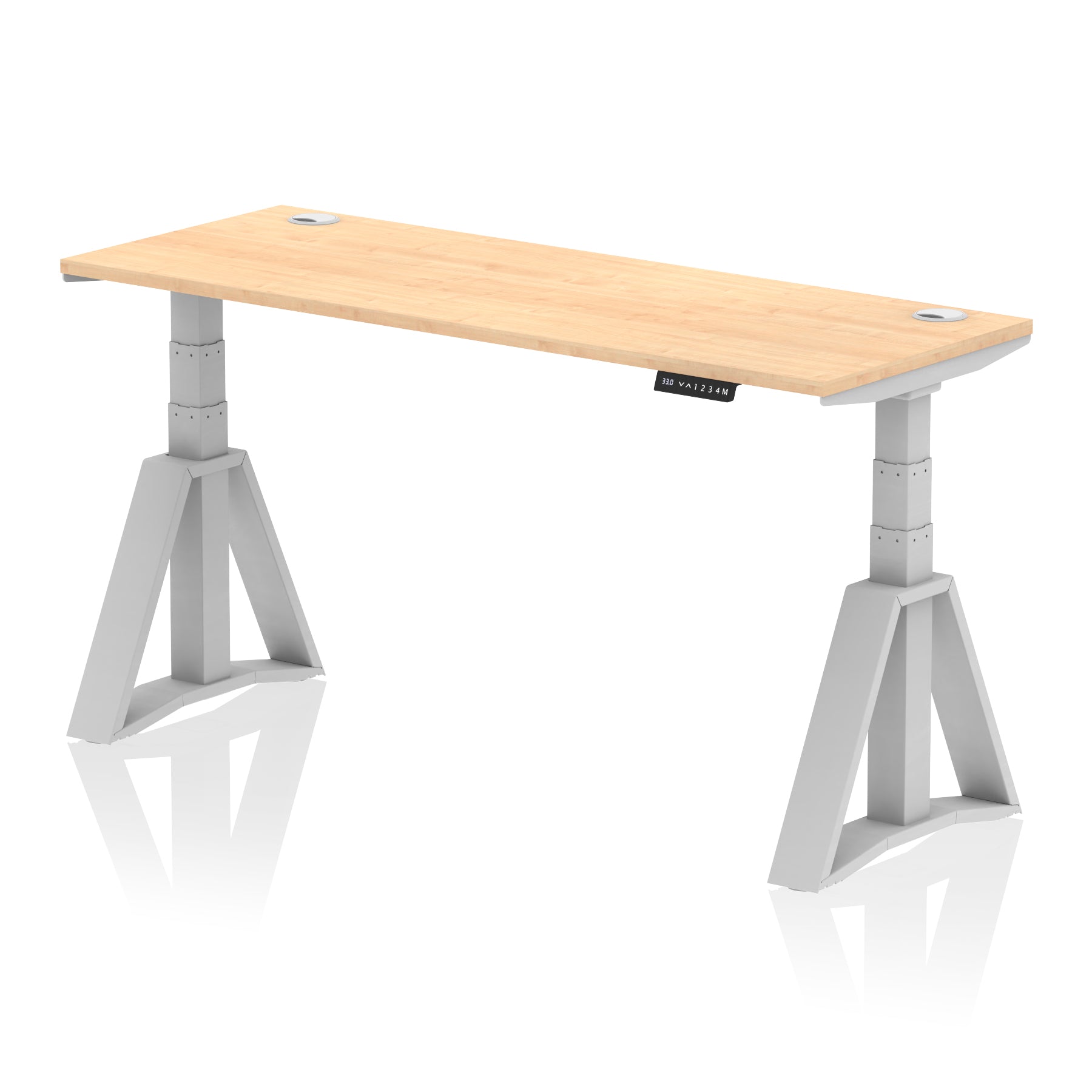 Height Adjustable Slimline Desk with Cable Ports, 1200-1800mm Wide, Multiple Desktop & Frame Colours, Steel Frame, 10-Year Warranty, Self-Assembly