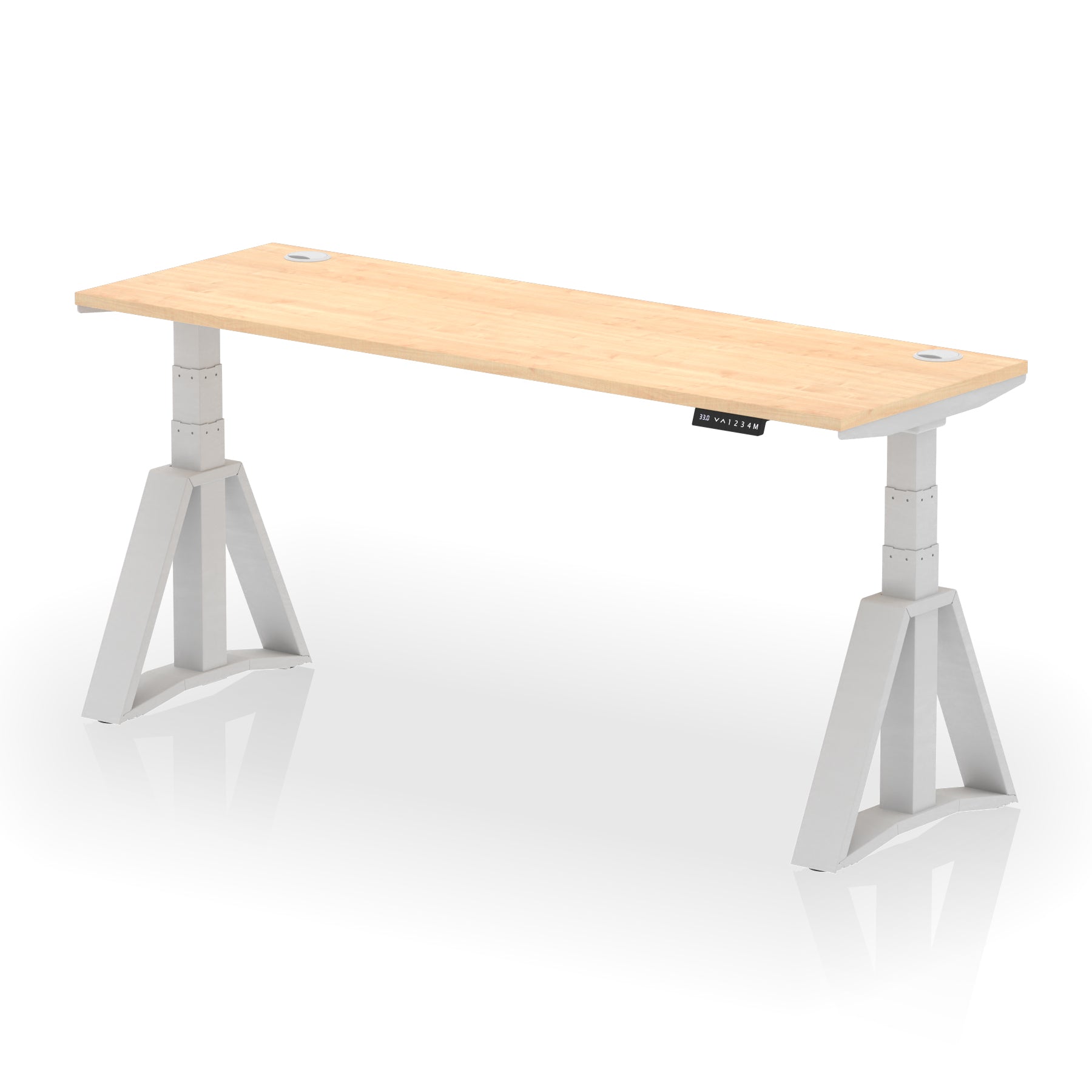 Height Adjustable Slimline Desk with Cable Ports, 1200-1800mm Wide, Multiple Desktop & Frame Colours, Steel Frame, 10-Year Warranty, Self-Assembly
