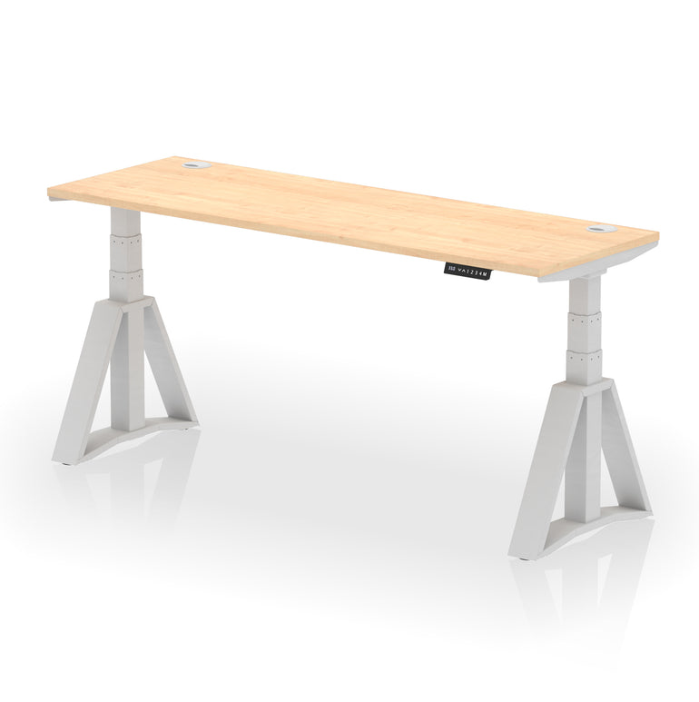 Height Adjustable Slimline Desk with Cable Ports, 1200-1800mm Wide, Multiple Desktop & Frame Colours, Steel Frame, 10-Year Warranty, Self-Assembly
