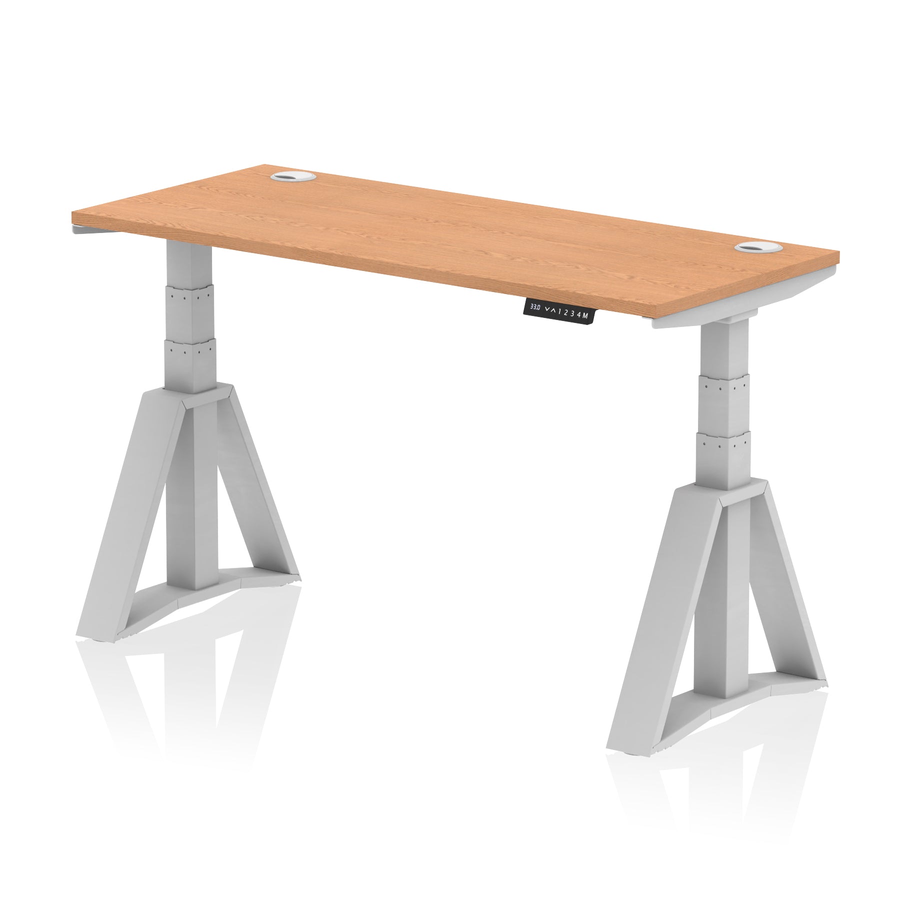 Height Adjustable Slimline Desk with Cable Ports, 1200-1800mm Wide, Multiple Desktop & Frame Colours, Steel Frame, 10-Year Warranty, Self-Assembly