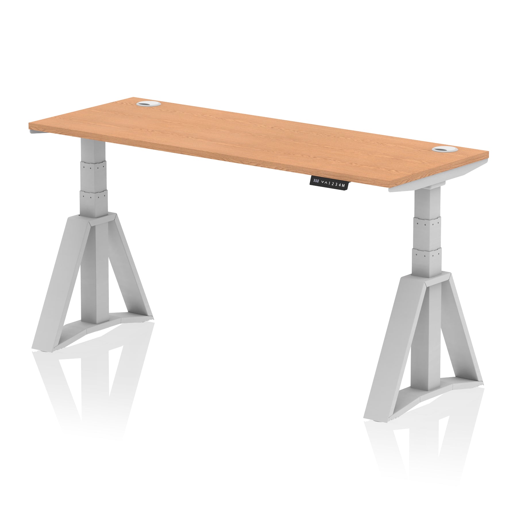 Height Adjustable Slimline Desk with Cable Ports, 1200-1800mm Wide, Multiple Desktop & Frame Colours, Steel Frame, 10-Year Warranty, Self-Assembly