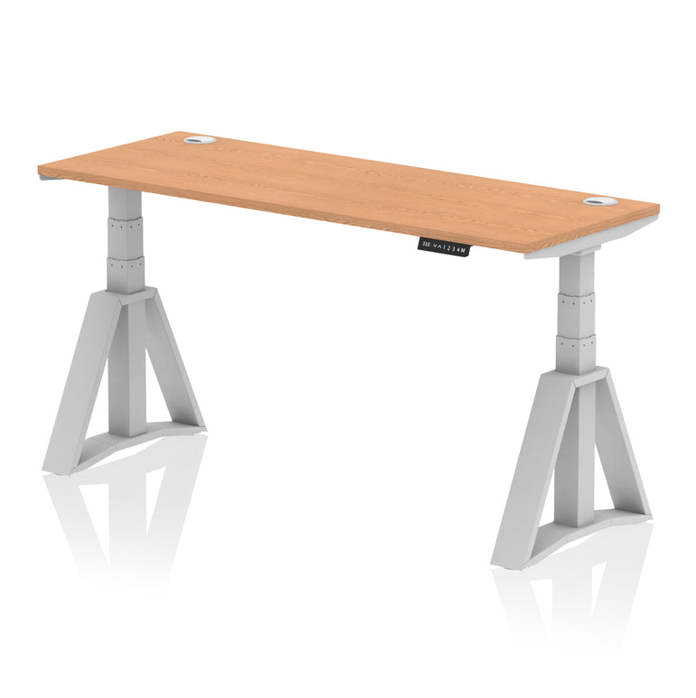 Height Adjustable Slimline Desk with Cable Ports, 1200-1800mm Wide, Multiple Desktop & Frame Colours, Steel Frame, 10-Year Warranty, Self-Assembly