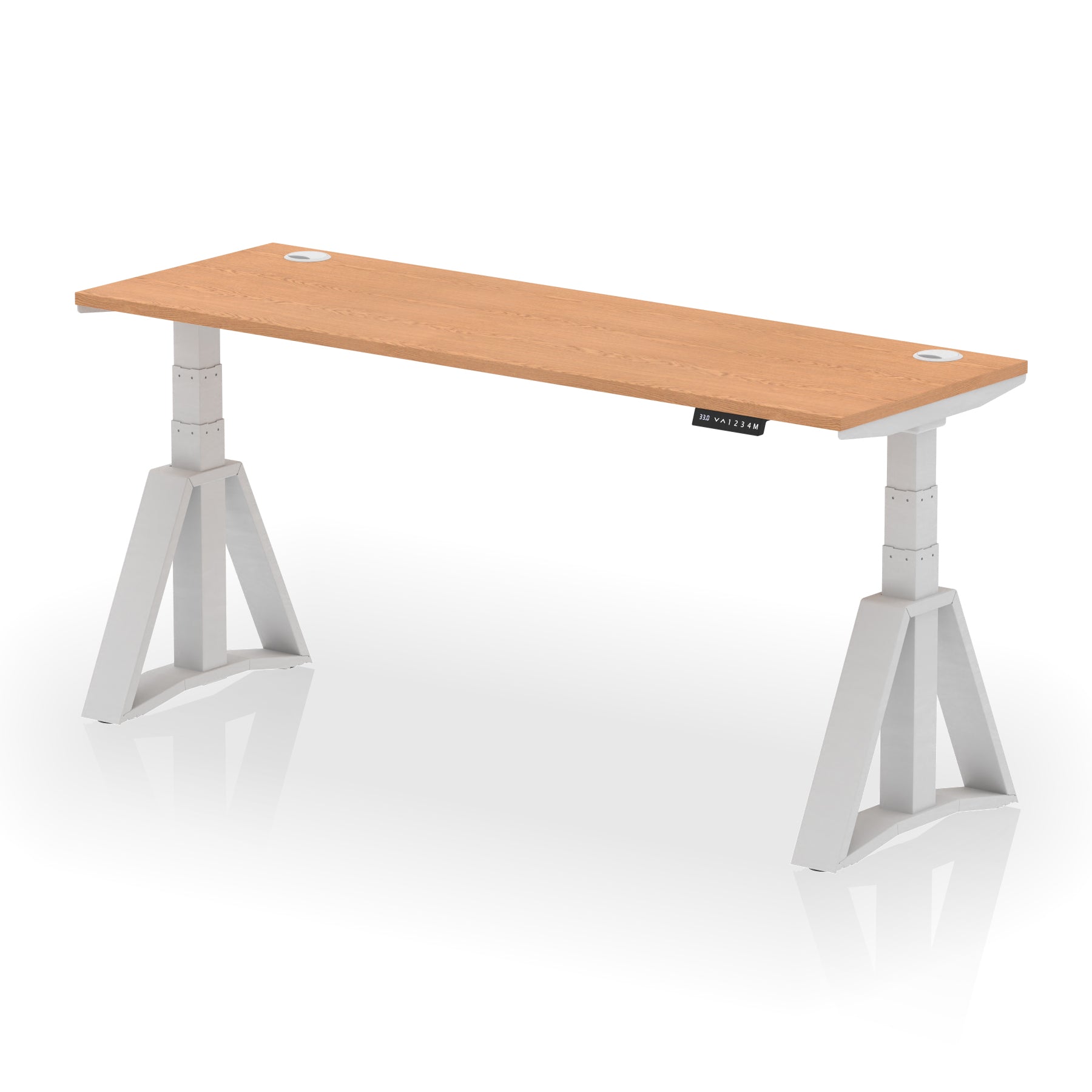 Height Adjustable Slimline Desk with Cable Ports, 1200-1800mm Wide, Multiple Desktop & Frame Colours, Steel Frame, 10-Year Warranty, Self-Assembly