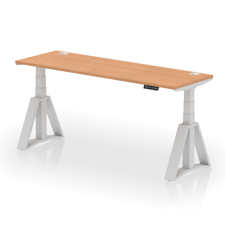 Height Adjustable Slimline Desk with Cable Ports, 1200-1800mm Wide, Multiple Desktop & Frame Colours, Steel Frame, 10-Year Warranty, Self-Assembly