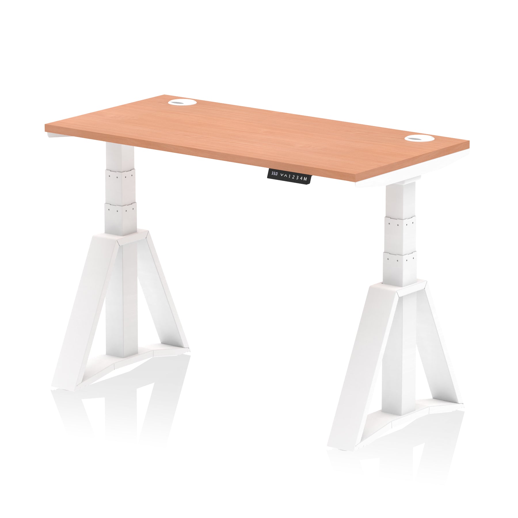 Height Adjustable Slimline Desk with Cable Ports, 1200-1800mm Wide, Multiple Desktop & Frame Colours, Steel Frame, 10-Year Warranty, Self-Assembly