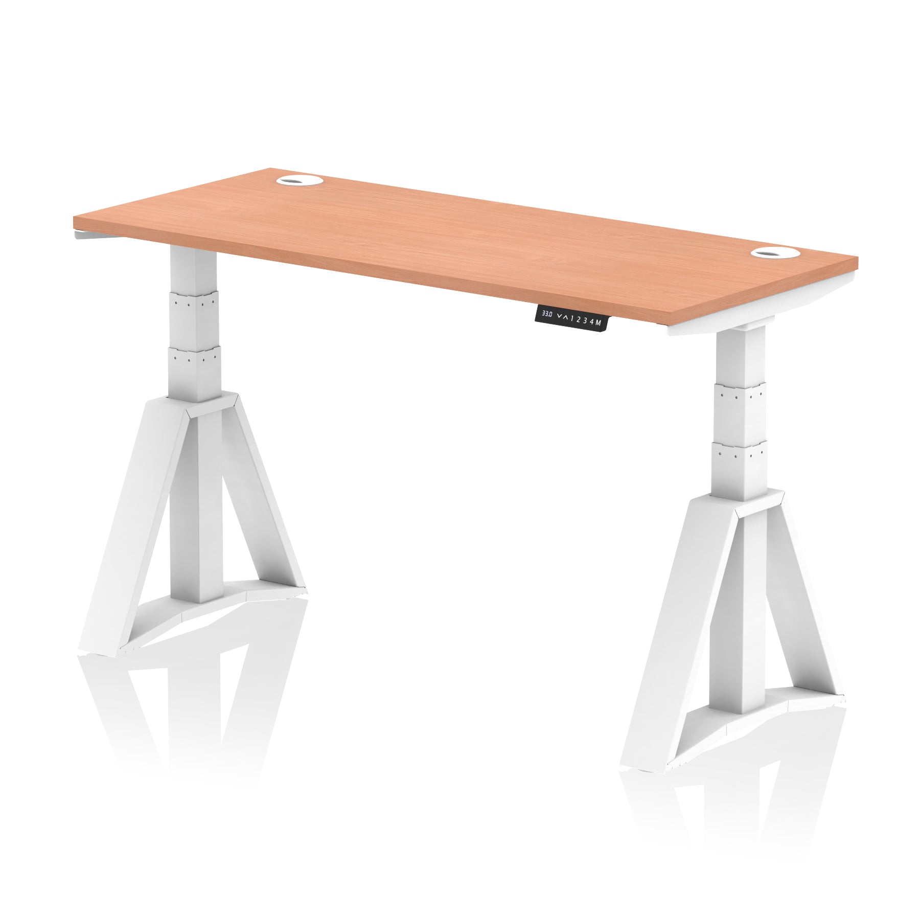 Height Adjustable Slimline Desk with Cable Ports, 1200-1800mm Wide, Multiple Desktop & Frame Colours, Steel Frame, 10-Year Warranty, Self-Assembly