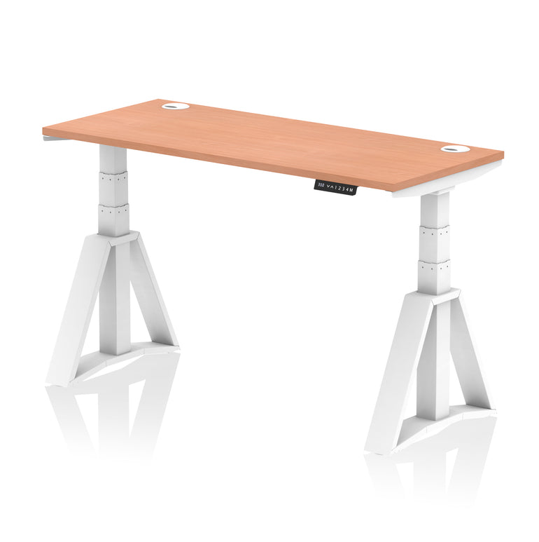 Height Adjustable Slimline Desk with Cable Ports, 1200-1800mm Wide, Multiple Desktop & Frame Colours, Steel Frame, 10-Year Warranty, Self-Assembly