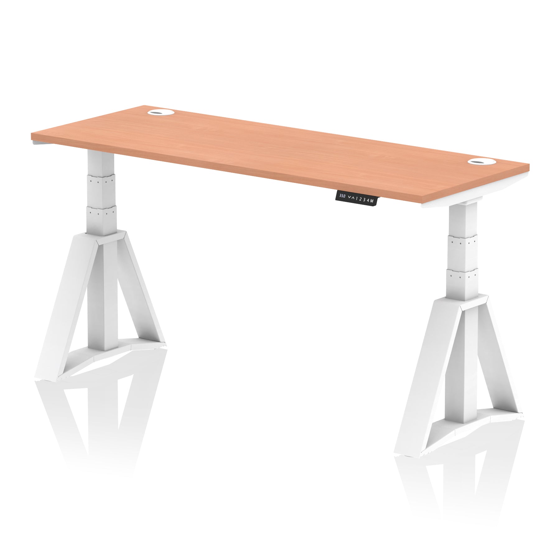Height Adjustable Slimline Desk with Cable Ports, 1200-1800mm Wide, Multiple Desktop & Frame Colours, Steel Frame, 10-Year Warranty, Self-Assembly