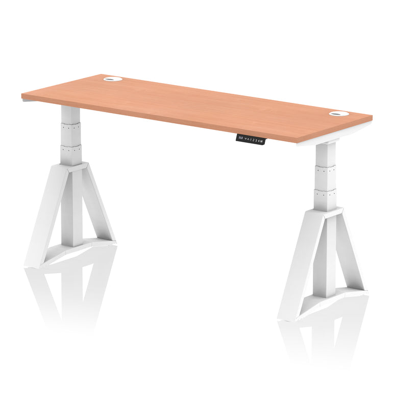 Height Adjustable Slimline Desk with Cable Ports, 1200-1800mm Wide, Multiple Desktop & Frame Colours, Steel Frame, 10-Year Warranty, Self-Assembly