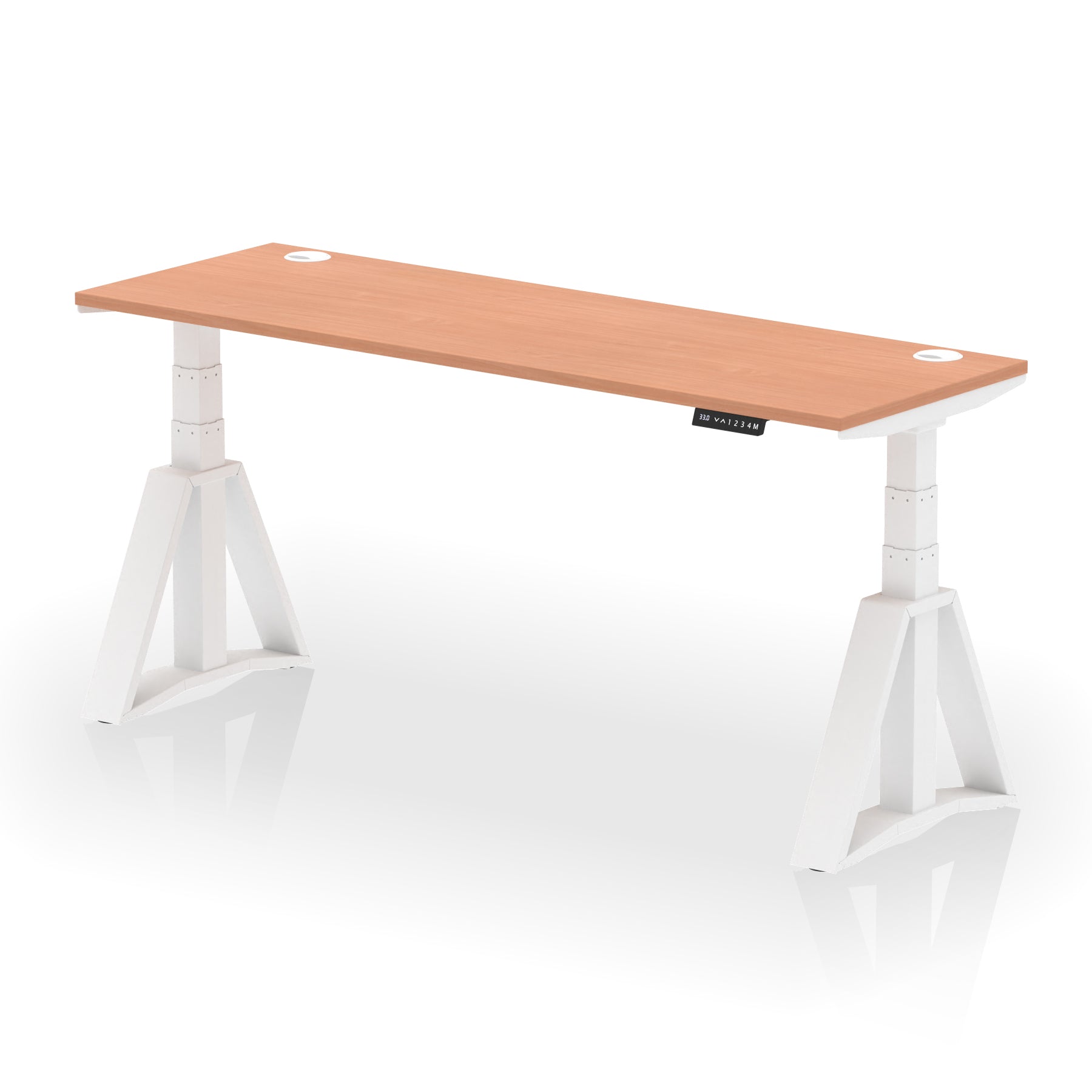 Height Adjustable Slimline Desk with Cable Ports, 1200-1800mm Wide, Multiple Desktop & Frame Colours, Steel Frame, 10-Year Warranty, Self-Assembly