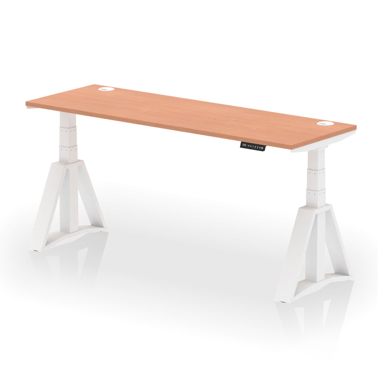 Height Adjustable Slimline Desk with Cable Ports, 1200-1800mm Wide, Multiple Desktop & Frame Colours, Steel Frame, 10-Year Warranty, Self-Assembly