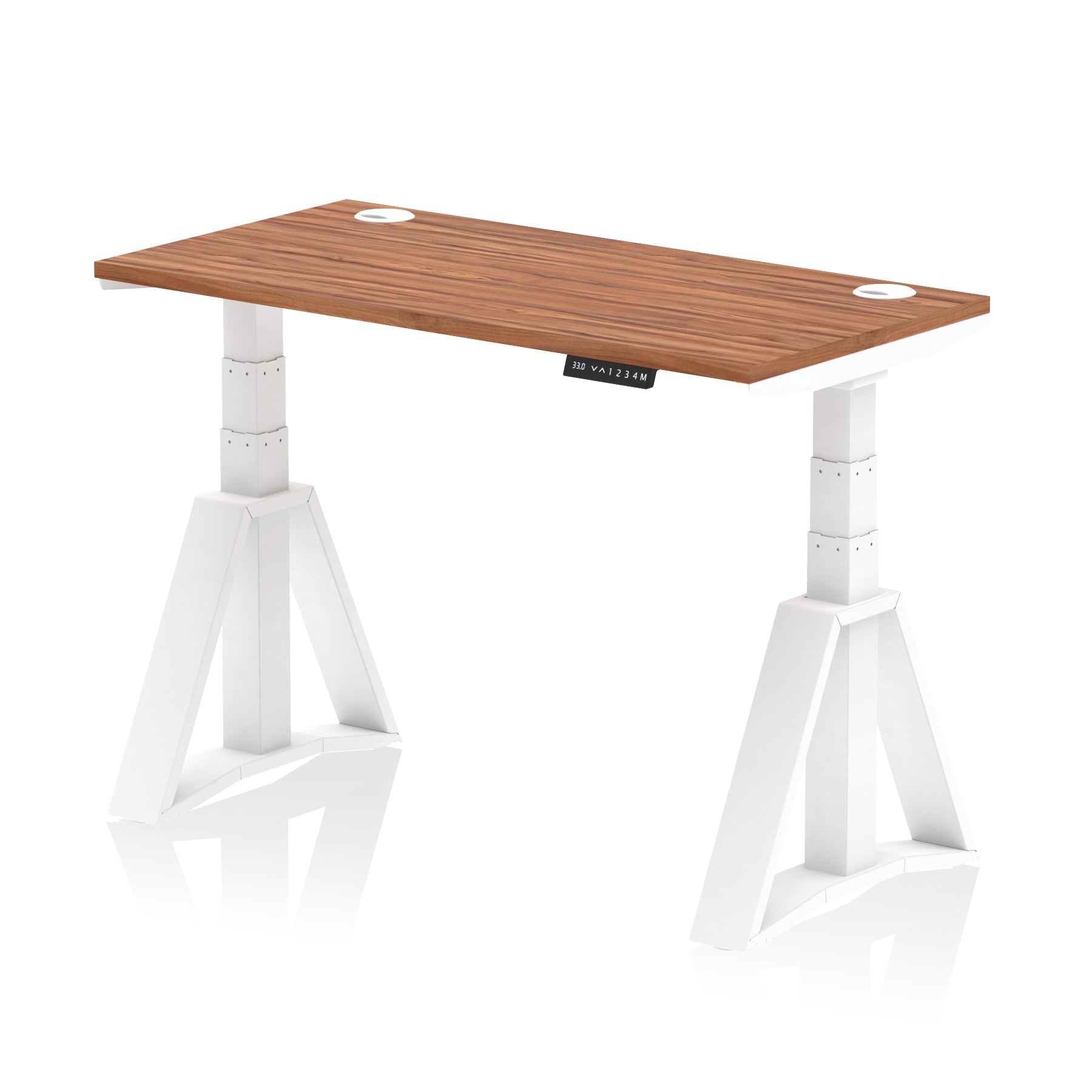 Height Adjustable Slimline Desk with Cable Ports, 1200-1800mm Wide, Multiple Desktop & Frame Colours, Steel Frame, 10-Year Warranty, Self-Assembly