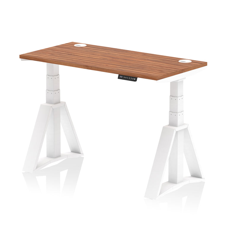 Height Adjustable Slimline Desk with Cable Ports, 1200-1800mm Wide, Multiple Desktop & Frame Colours, Steel Frame, 10-Year Warranty, Self-Assembly