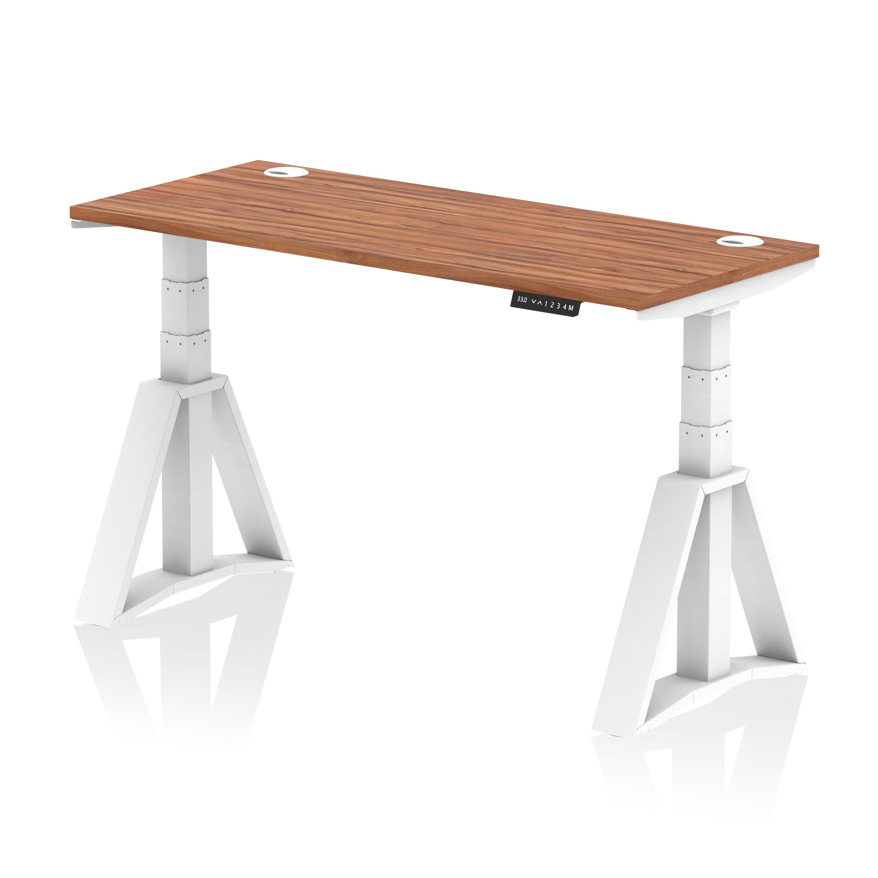 Height Adjustable Slimline Desk with Cable Ports, 1200-1800mm Wide, Multiple Desktop & Frame Colours, Steel Frame, 10-Year Warranty, Self-Assembly