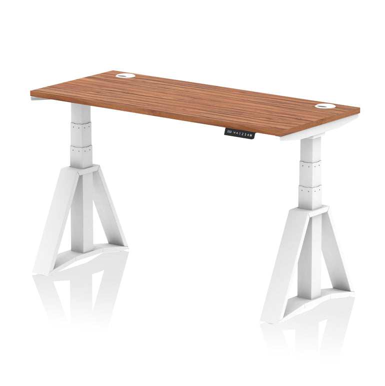 Height Adjustable Slimline Desk with Cable Ports, 1200-1800mm Wide, Multiple Desktop & Frame Colours, Steel Frame, 10-Year Warranty, Self-Assembly