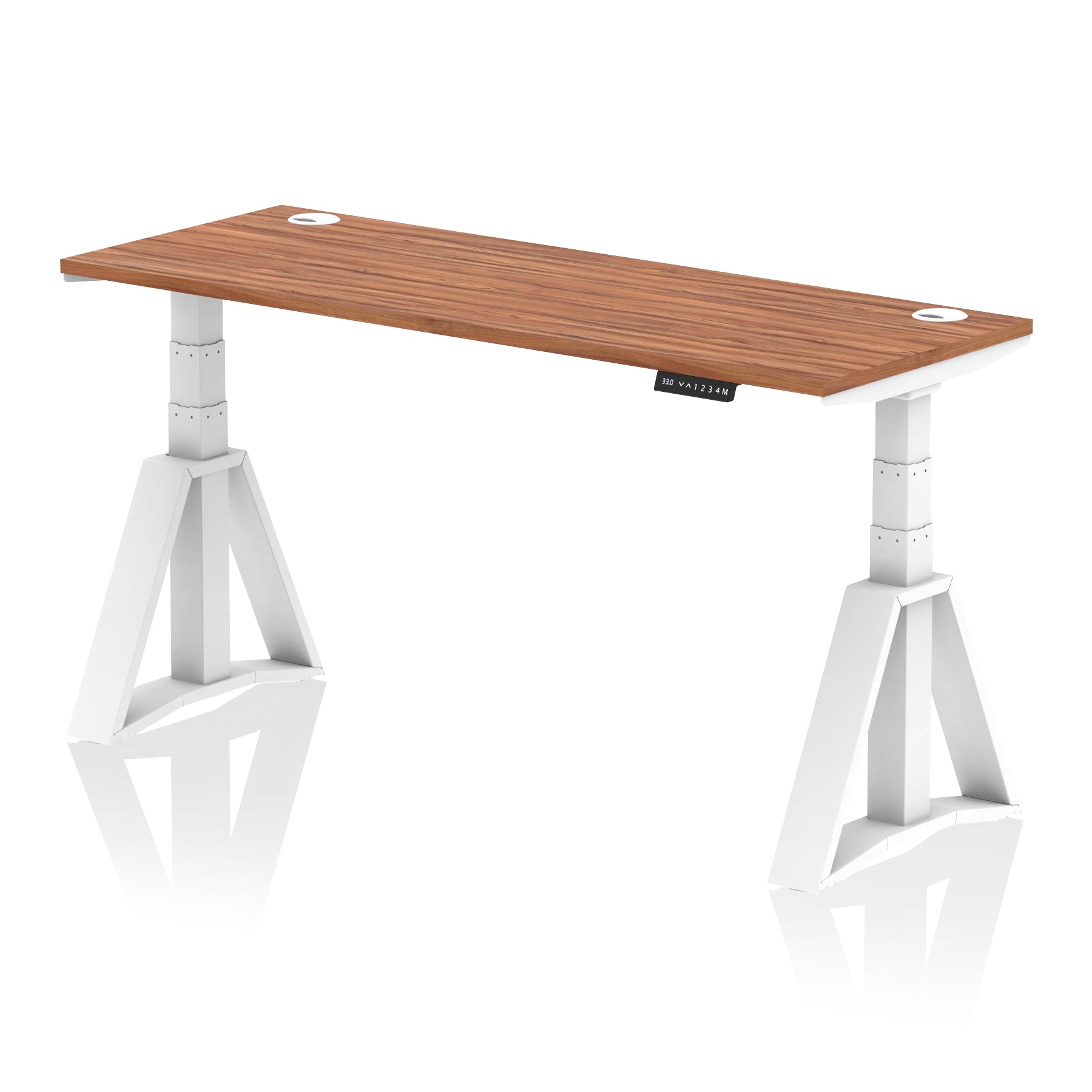 Height Adjustable Slimline Desk with Cable Ports, 1200-1800mm Wide, Multiple Desktop & Frame Colours, Steel Frame, 10-Year Warranty, Self-Assembly