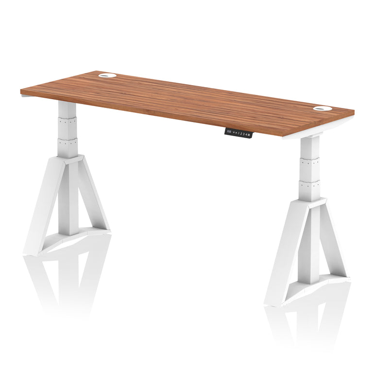 Height Adjustable Slimline Desk with Cable Ports, 1200-1800mm Wide, Multiple Desktop & Frame Colours, Steel Frame, 10-Year Warranty, Self-Assembly