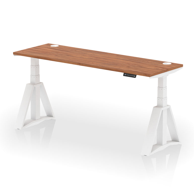 Height Adjustable Slimline Desk with Cable Ports, 1200-1800mm Wide, Multiple Desktop & Frame Colours, Steel Frame, 10-Year Warranty, Self-Assembly
