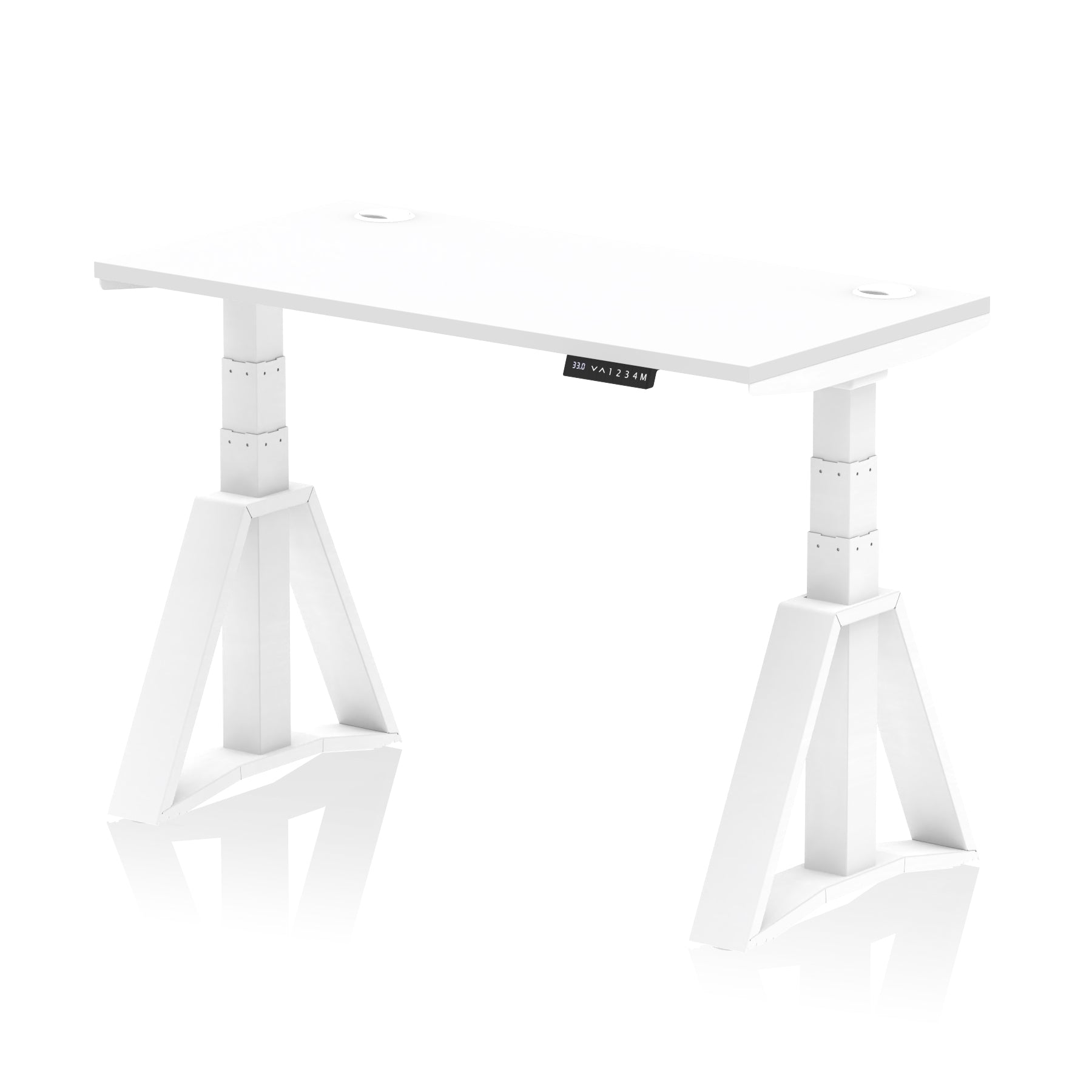 Height Adjustable Slimline Desk with Cable Ports, 1200-1800mm Wide, Multiple Desktop & Frame Colours, Steel Frame, 10-Year Warranty, Self-Assembly
