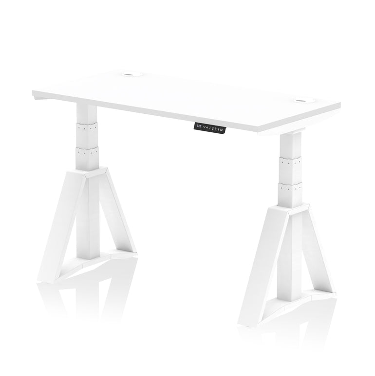 Height Adjustable Slimline Desk with Cable Ports, 1200-1800mm Wide, Multiple Desktop & Frame Colours, Steel Frame, 10-Year Warranty, Self-Assembly