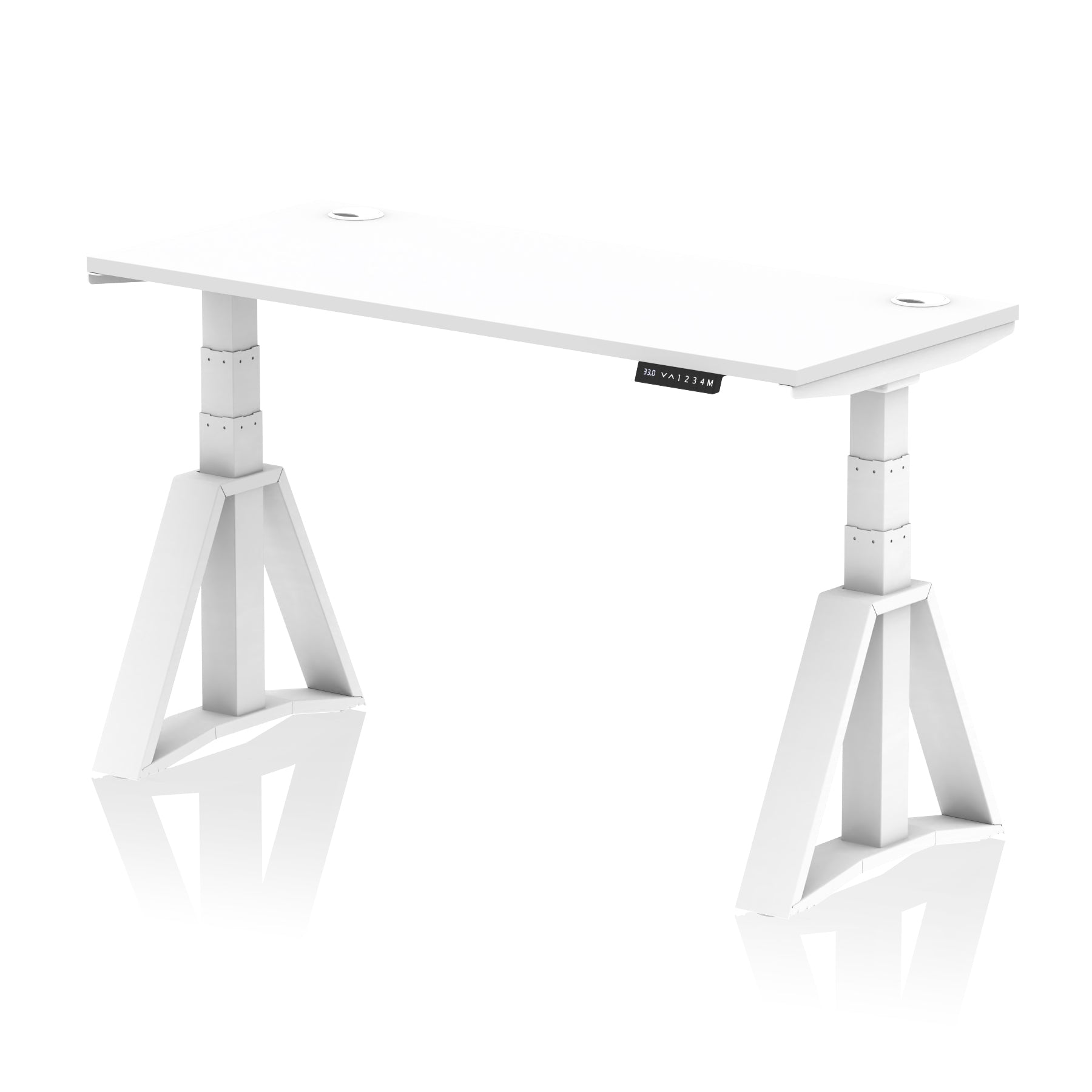 Height Adjustable Slimline Desk with Cable Ports, 1200-1800mm Wide, Multiple Desktop & Frame Colours, Steel Frame, 10-Year Warranty, Self-Assembly