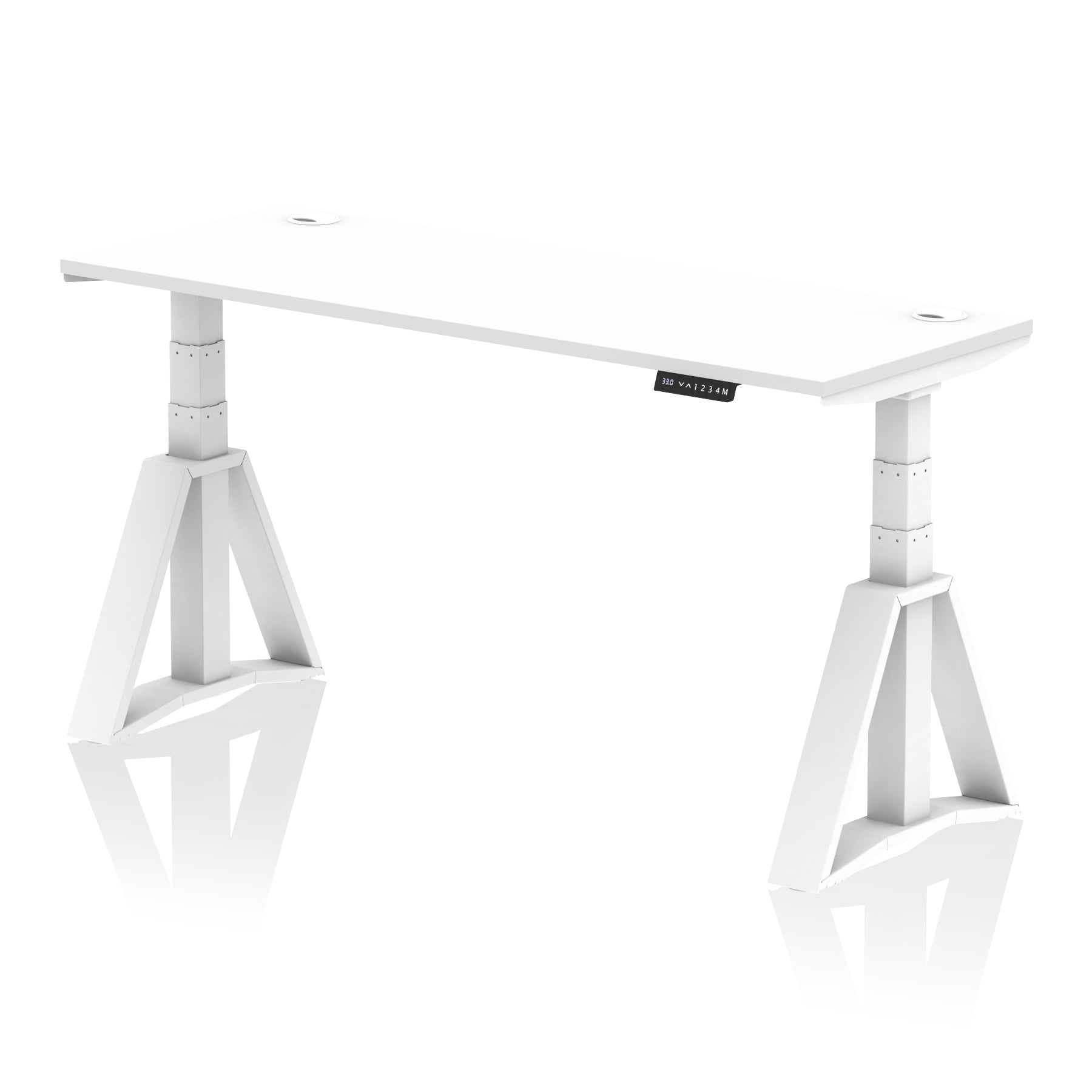 Height Adjustable Slimline Desk with Cable Ports, 1200-1800mm Wide, Multiple Desktop & Frame Colours, Steel Frame, 10-Year Warranty, Self-Assembly
