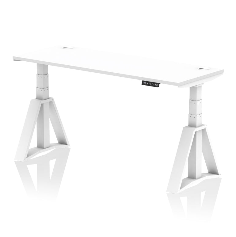 Height Adjustable Slimline Desk with Cable Ports, 1200-1800mm Wide, Multiple Desktop & Frame Colours, Steel Frame, 10-Year Warranty, Self-Assembly