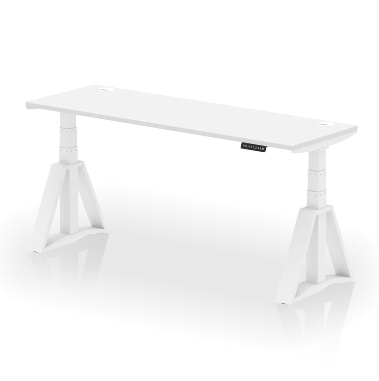 Height Adjustable Slimline Desk with Cable Ports, 1200-1800mm Wide, Multiple Desktop & Frame Colours, Steel Frame, 10-Year Warranty, Self-Assembly