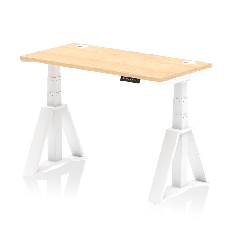 Height Adjustable Slimline Desk with Cable Ports, 1200-1800mm Wide, Multiple Desktop & Frame Colours, Steel Frame, 10-Year Warranty, Self-Assembly