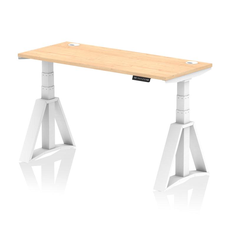 Height Adjustable Slimline Desk with Cable Ports, 1200-1800mm Wide, Multiple Desktop & Frame Colours, Steel Frame, 10-Year Warranty, Self-Assembly