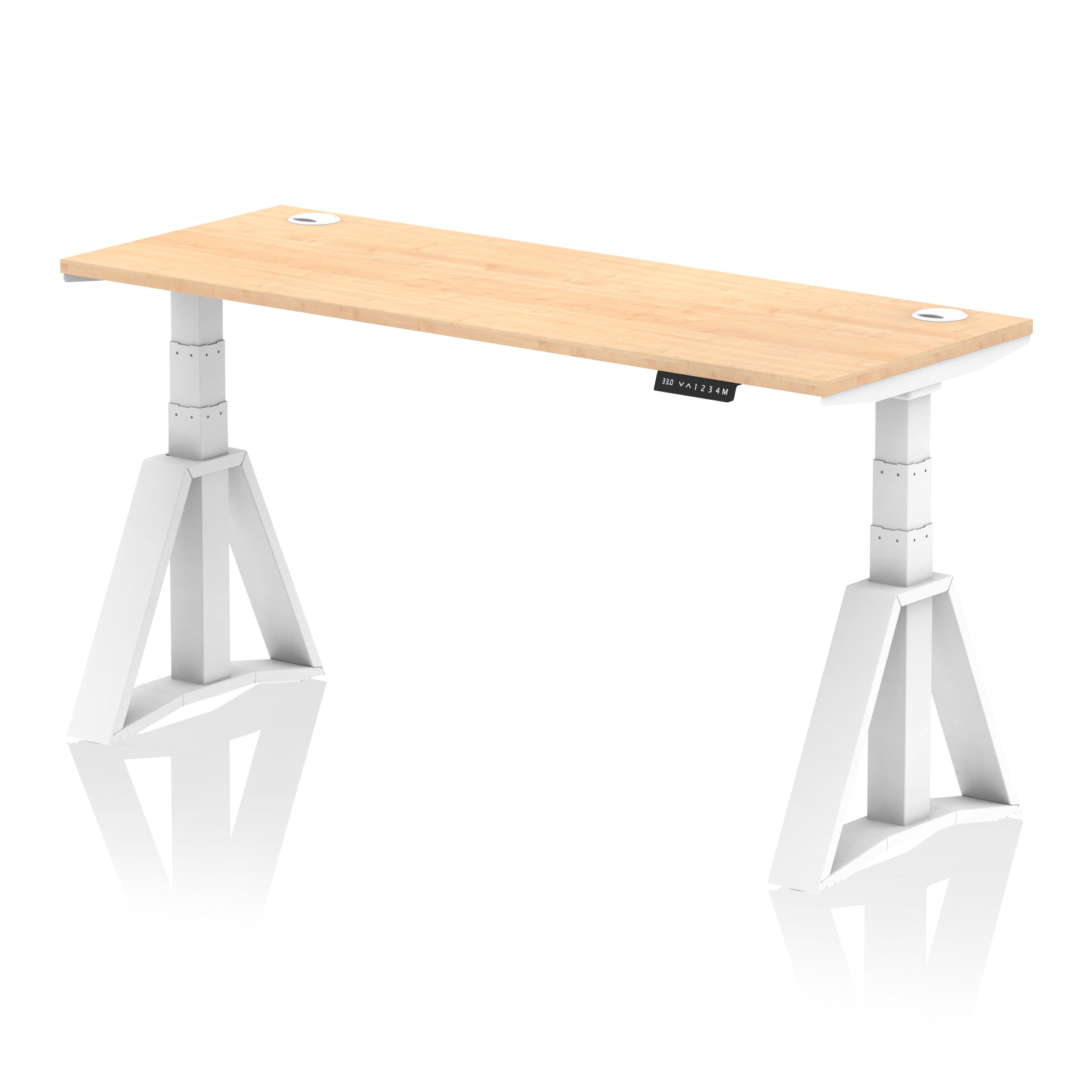 Height Adjustable Slimline Desk with Cable Ports, 1200-1800mm Wide, Multiple Desktop & Frame Colours, Steel Frame, 10-Year Warranty, Self-Assembly