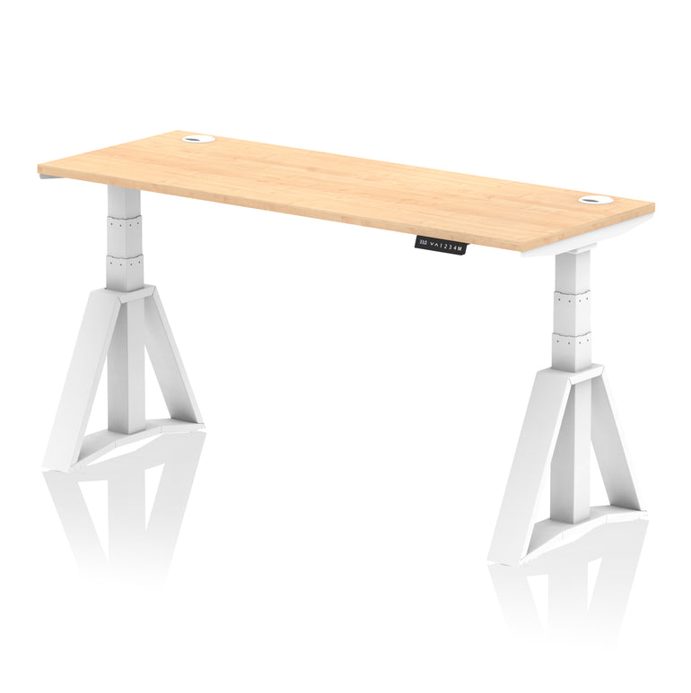Height Adjustable Slimline Desk with Cable Ports, 1200-1800mm Wide, Multiple Desktop & Frame Colours, Steel Frame, 10-Year Warranty, Self-Assembly