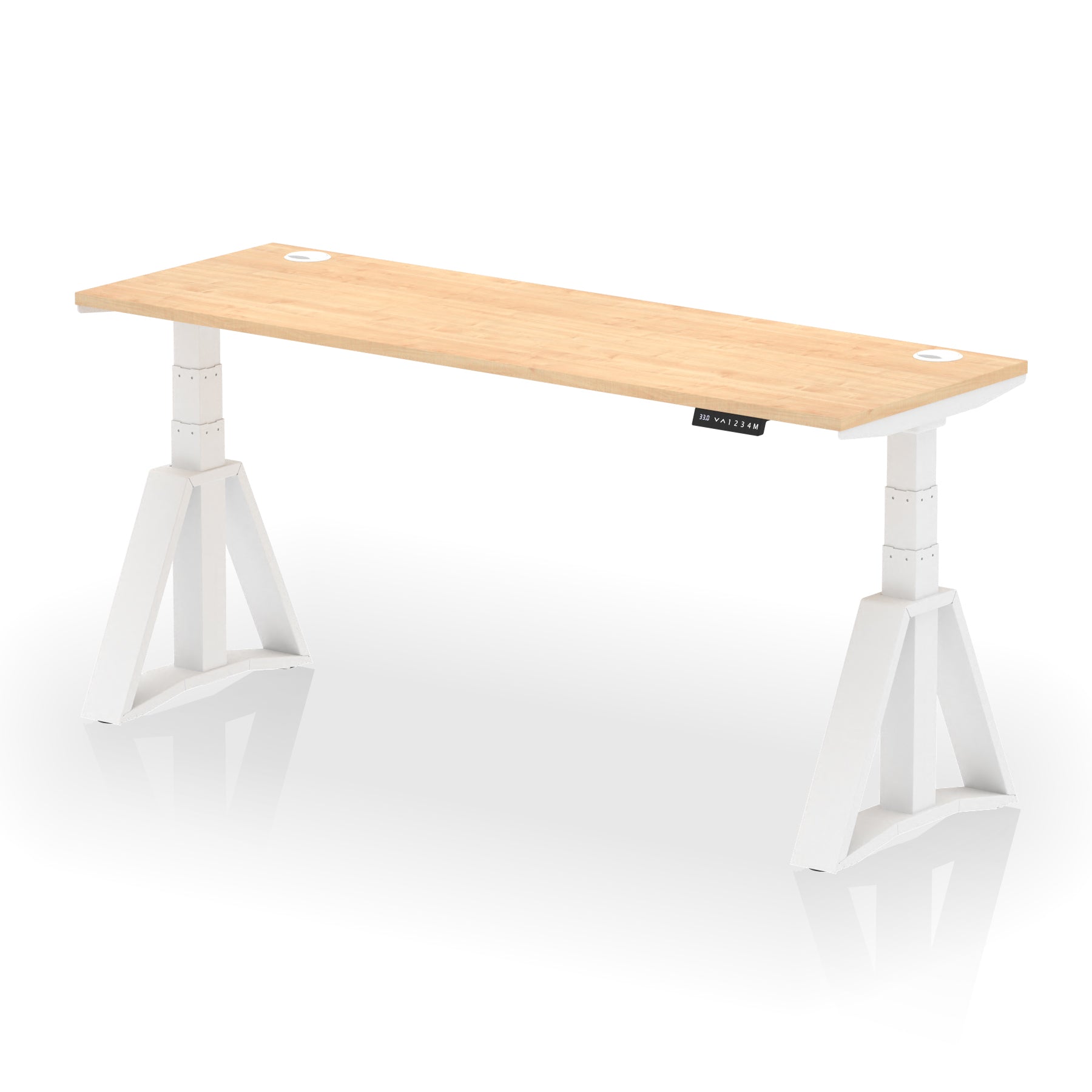 Height Adjustable Slimline Desk with Cable Ports, 1200-1800mm Wide, Multiple Desktop & Frame Colours, Steel Frame, 10-Year Warranty, Self-Assembly