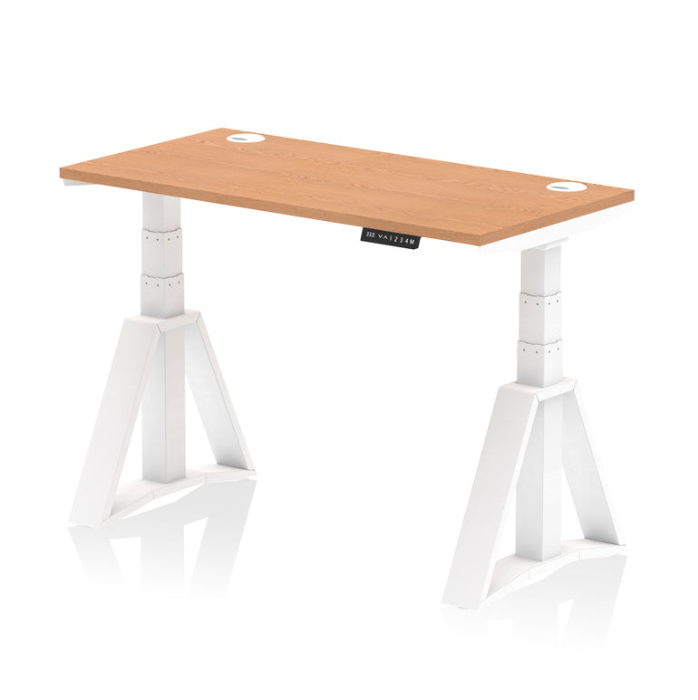 Height Adjustable Slimline Desk with Cable Ports, 1200-1800mm Wide, Multiple Desktop & Frame Colours, Steel Frame, 10-Year Warranty, Self-Assembly