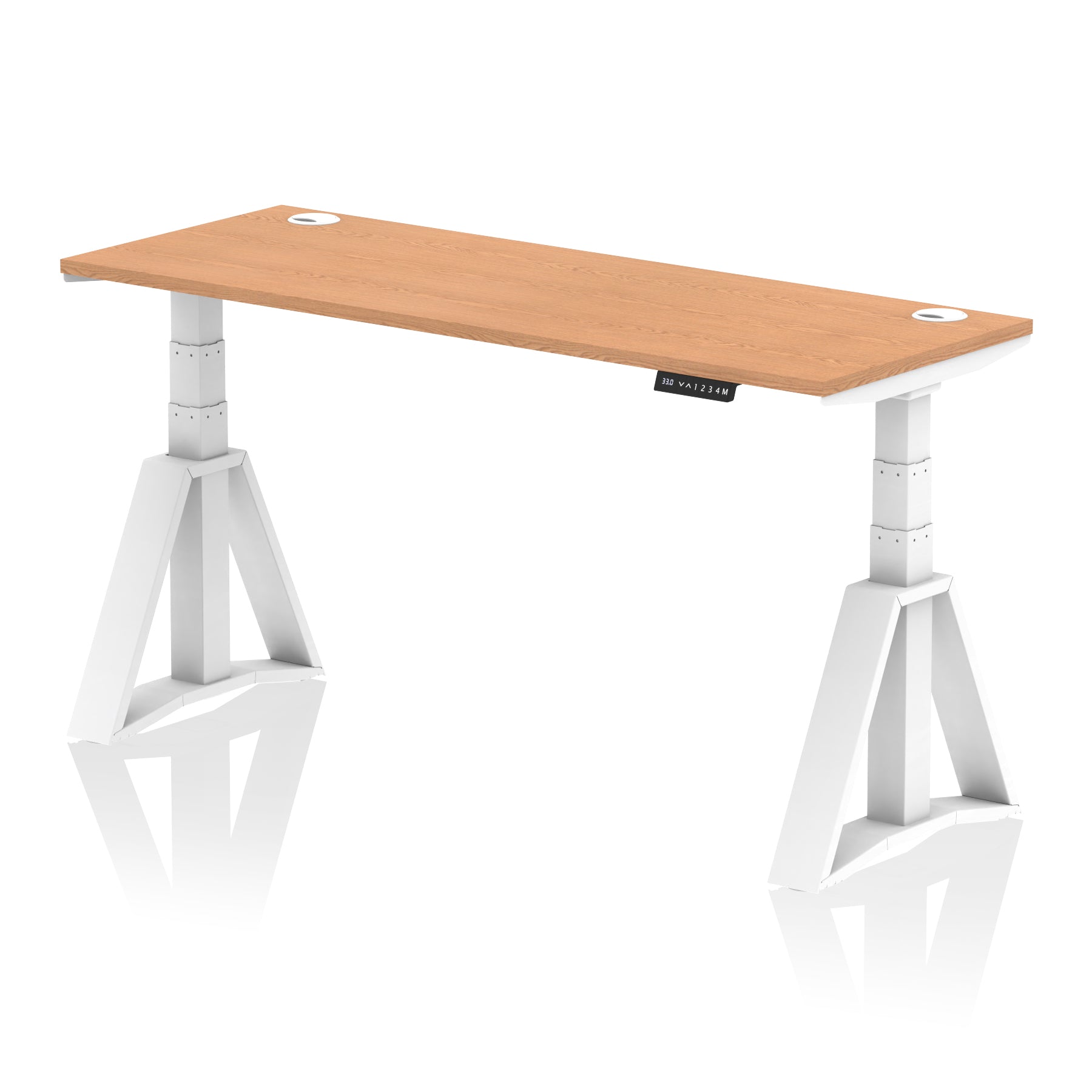 Height Adjustable Slimline Desk with Cable Ports, 1200-1800mm Wide, Multiple Desktop & Frame Colours, Steel Frame, 10-Year Warranty, Self-Assembly