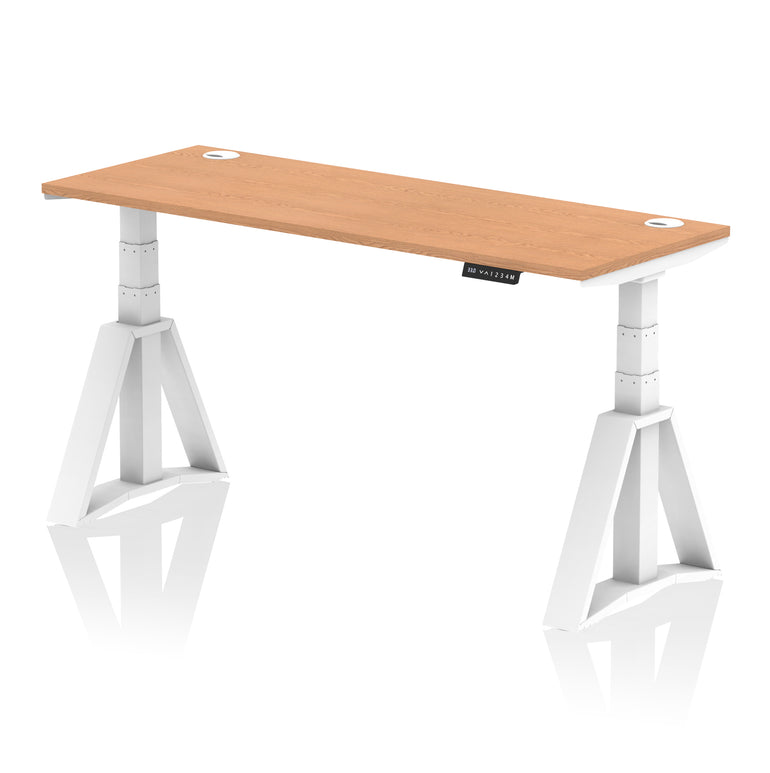 Height Adjustable Slimline Desk with Cable Ports, 1200-1800mm Wide, Multiple Desktop & Frame Colours, Steel Frame, 10-Year Warranty, Self-Assembly