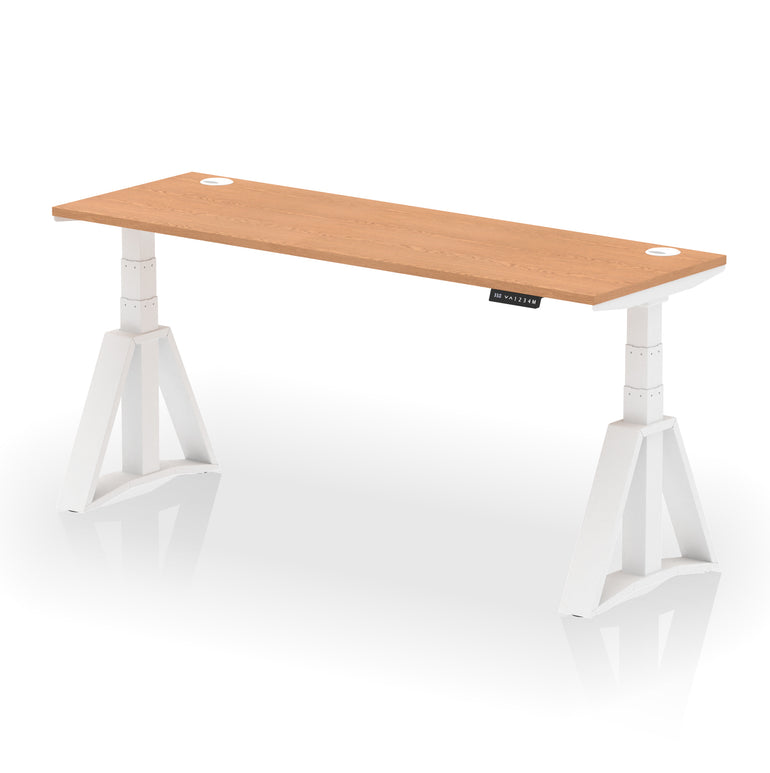 Height Adjustable Slimline Desk with Cable Ports, 1200-1800mm Wide, Multiple Desktop & Frame Colours, Steel Frame, 10-Year Warranty, Self-Assembly