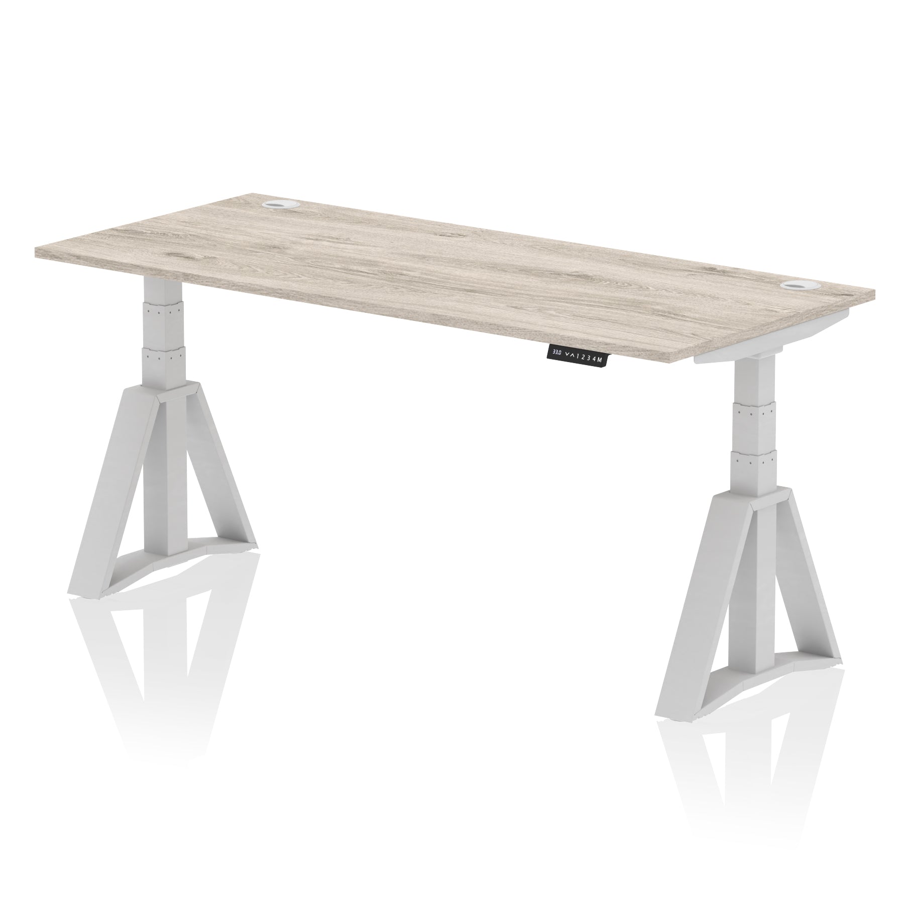 Air Height Adjustable Desk with Cable Ports, 1200–1800mm, Multiple Desktop & Frame Colours, MFC & Steel, Self Assembly, 10 Year Warranty – Modern Office Standing Desk