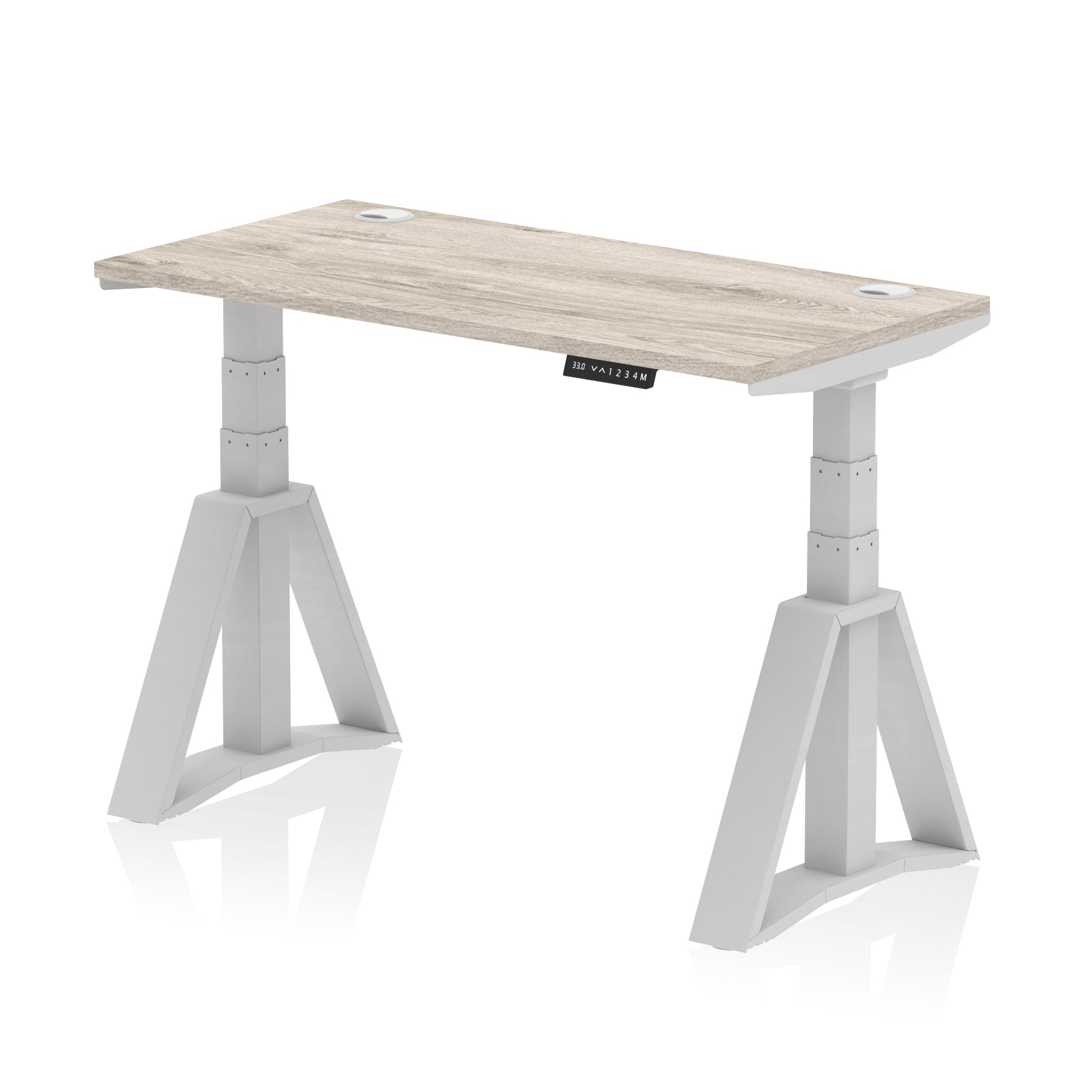 Height Adjustable Slimline Desk with Cable Ports, 1200-1800mm Wide, Multiple Desktop & Frame Colours, Steel Frame, 10-Year Warranty, Self-Assembly