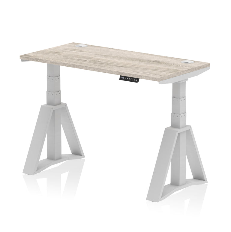 Height Adjustable Slimline Desk with Cable Ports, 1200-1800mm Wide, Multiple Desktop & Frame Colours, Steel Frame, 10-Year Warranty, Self-Assembly