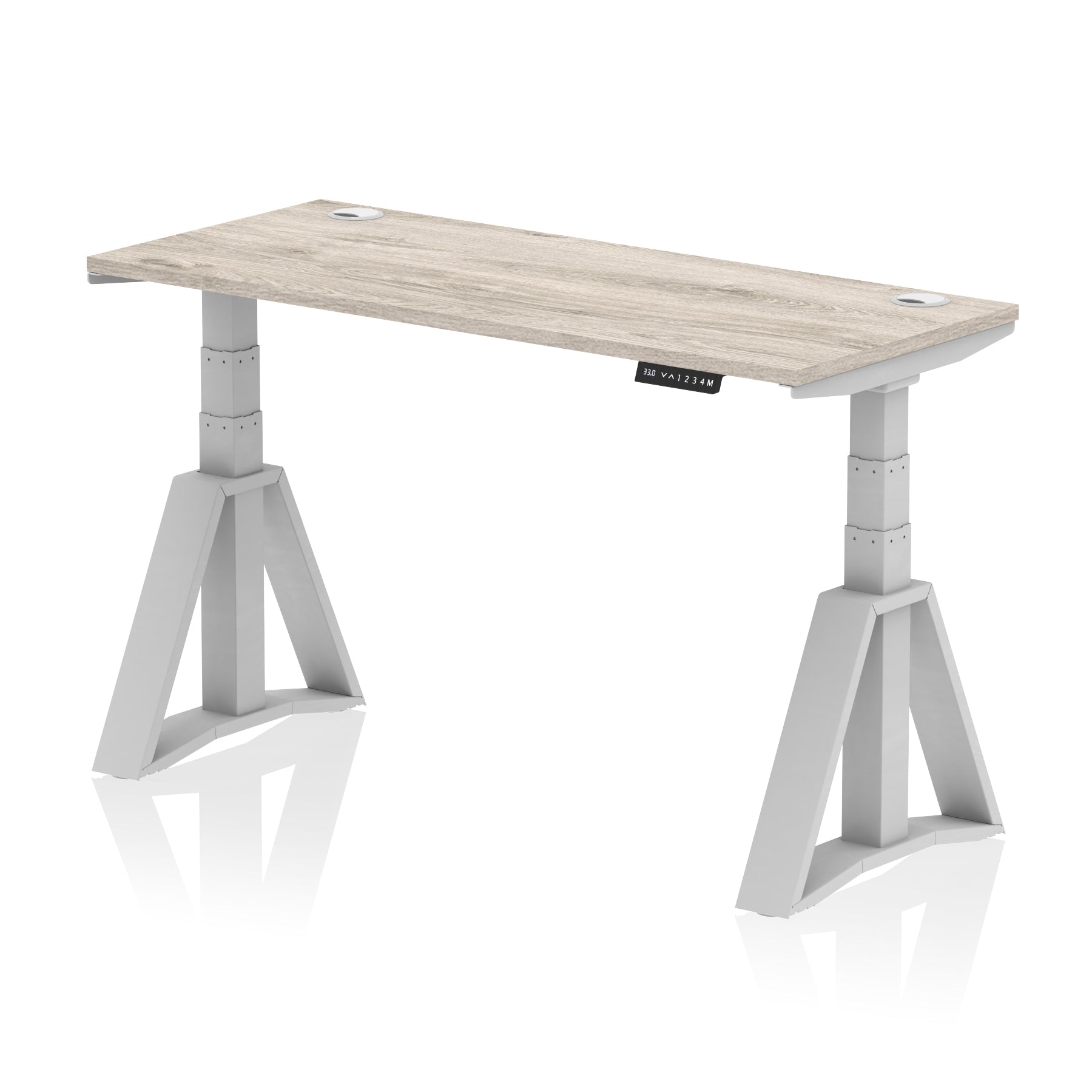 Height Adjustable Slimline Desk with Cable Ports, 1200-1800mm Wide, Multiple Desktop & Frame Colours, Steel Frame, 10-Year Warranty, Self-Assembly