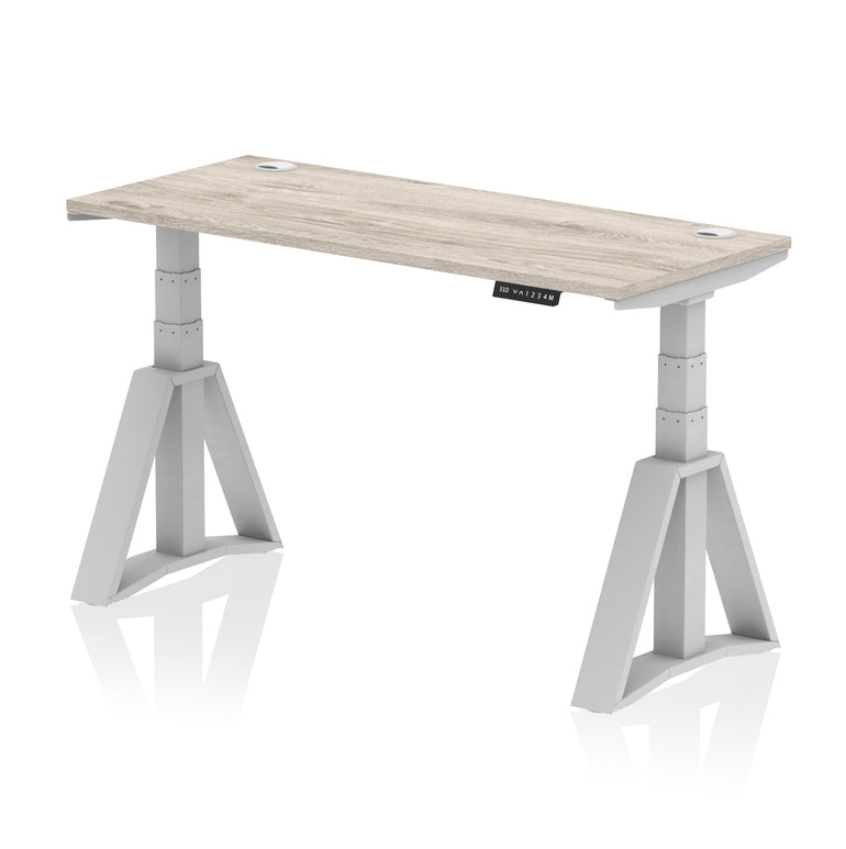 Height Adjustable Slimline Desk with Cable Ports, 1200-1800mm Wide, Multiple Desktop & Frame Colours, Steel Frame, 10-Year Warranty, Self-Assembly