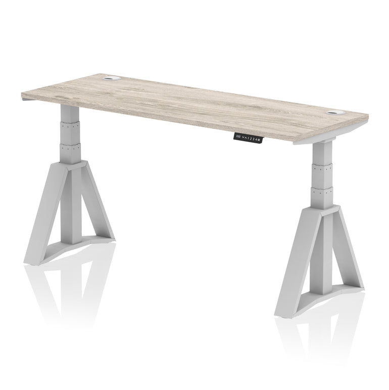 Height Adjustable Slimline Desk with Cable Ports, 1200-1800mm Wide, Multiple Desktop & Frame Colours, Steel Frame, 10-Year Warranty, Self-Assembly