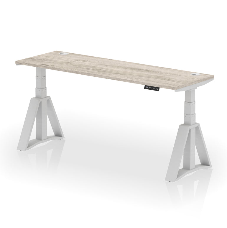 Height Adjustable Slimline Desk with Cable Ports, 1200-1800mm Wide, Multiple Desktop & Frame Colours, Steel Frame, 10-Year Warranty, Self-Assembly