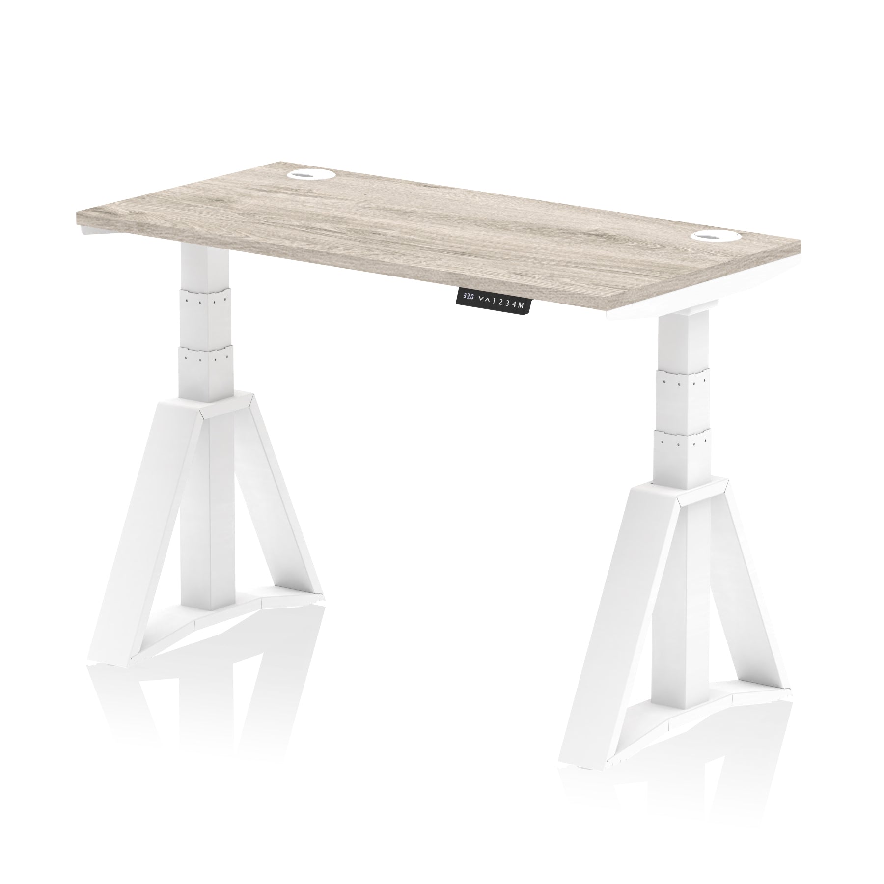 Height Adjustable Slimline Desk with Cable Ports, 1200-1800mm Wide, Multiple Desktop & Frame Colours, Steel Frame, 10-Year Warranty, Self-Assembly