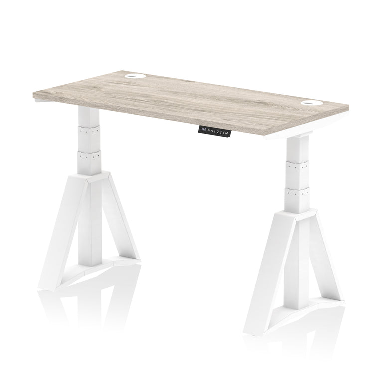Height Adjustable Slimline Desk with Cable Ports, 1200-1800mm Wide, Multiple Desktop & Frame Colours, Steel Frame, 10-Year Warranty, Self-Assembly