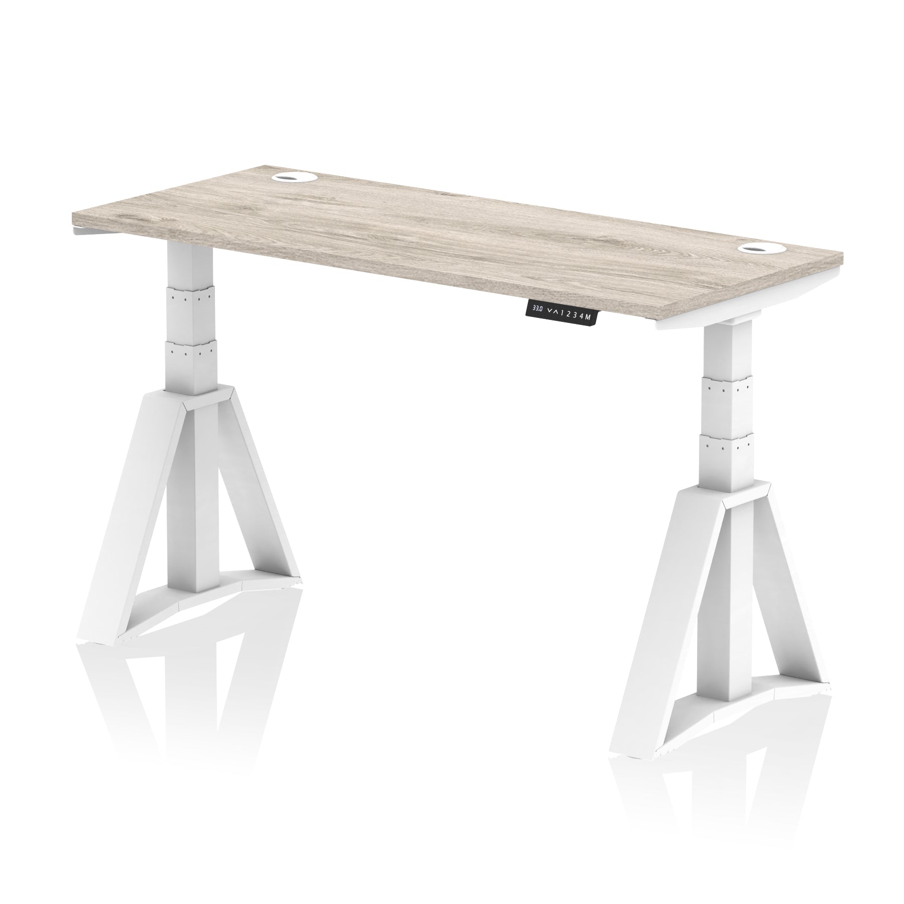 Height Adjustable Slimline Desk with Cable Ports, 1200-1800mm Wide, Multiple Desktop & Frame Colours, Steel Frame, 10-Year Warranty, Self-Assembly