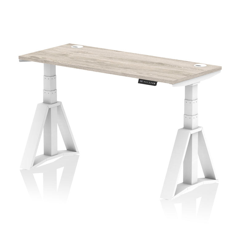 Height Adjustable Slimline Desk with Cable Ports, 1200-1800mm Wide, Multiple Desktop & Frame Colours, Steel Frame, 10-Year Warranty, Self-Assembly