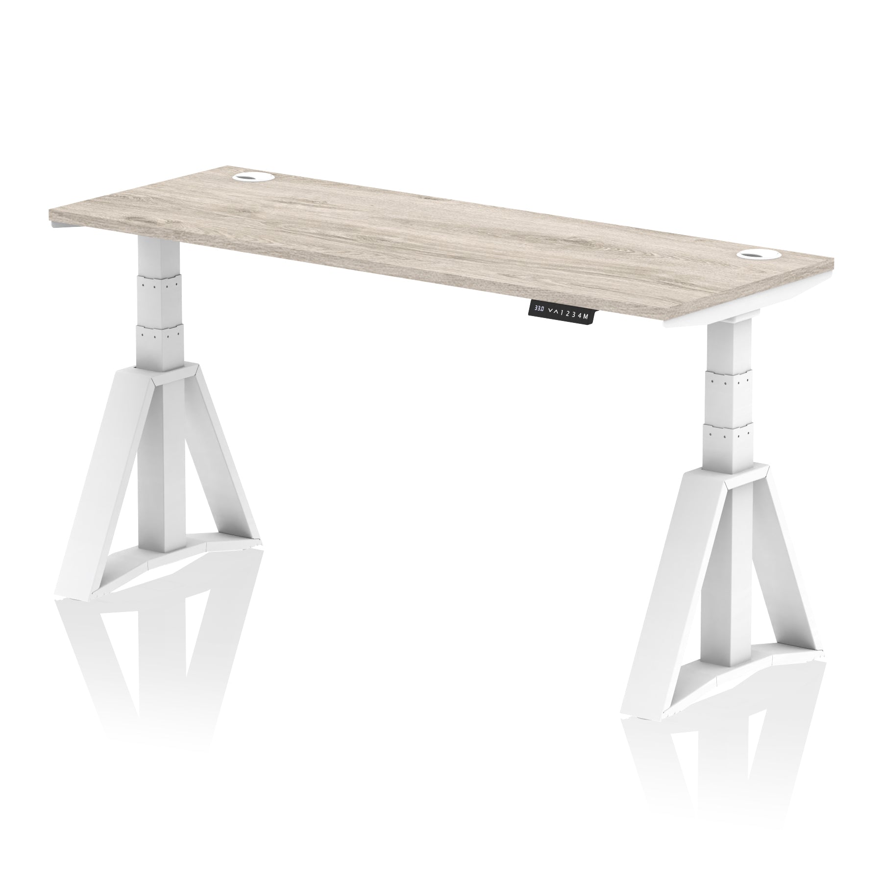 Height Adjustable Slimline Desk with Cable Ports, 1200-1800mm Wide, Multiple Desktop & Frame Colours, Steel Frame, 10-Year Warranty, Self-Assembly