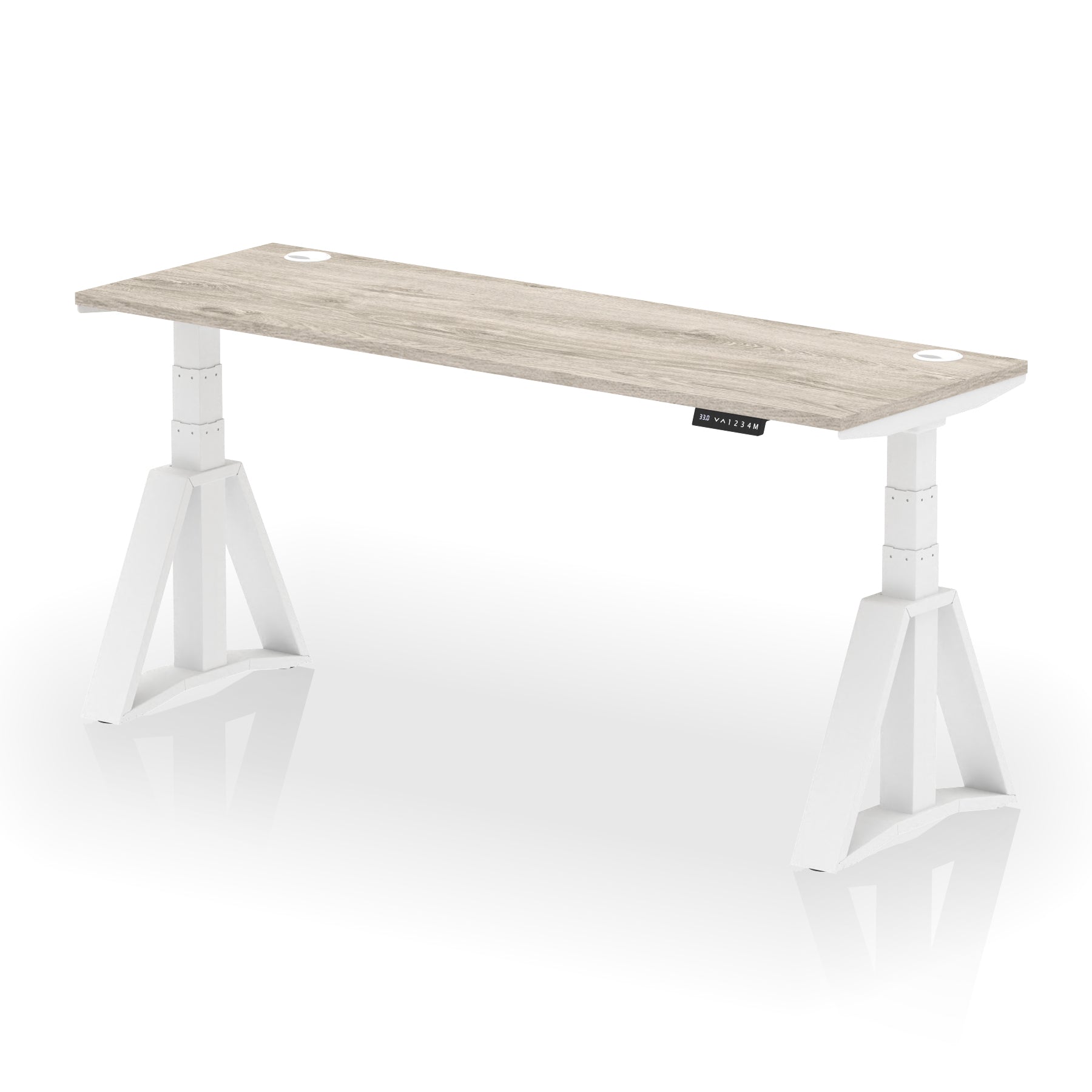 Height Adjustable Slimline Desk with Cable Ports, 1200-1800mm Wide, Multiple Desktop & Frame Colours, Steel Frame, 10-Year Warranty, Self-Assembly